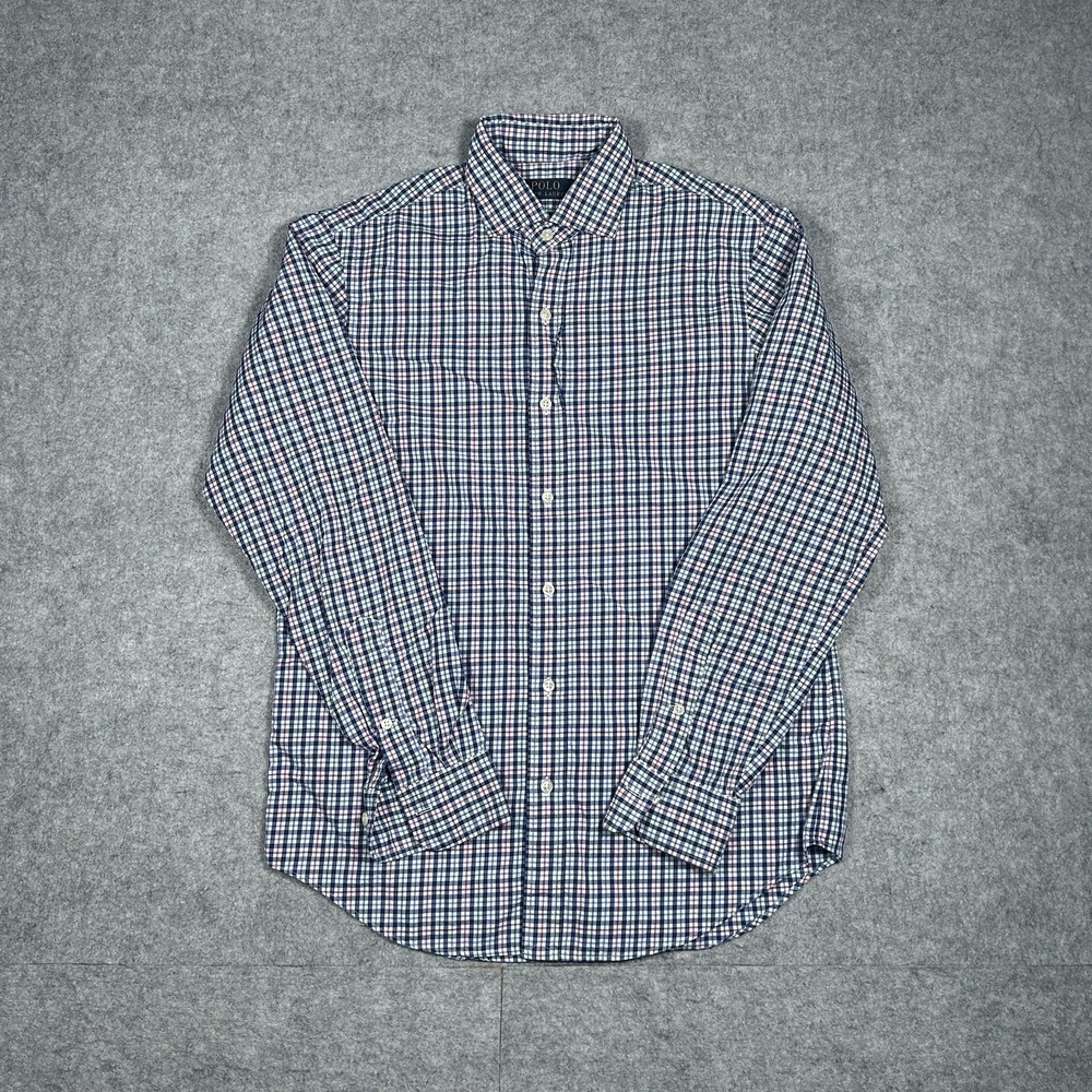 Polo Ralph Lauren Button Down Shirt Men's Size‎ Small Blue Plaid Grid Pony Logo